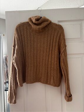 American Eagle Outfitters Ribbed Camel Turtleneck Sweater